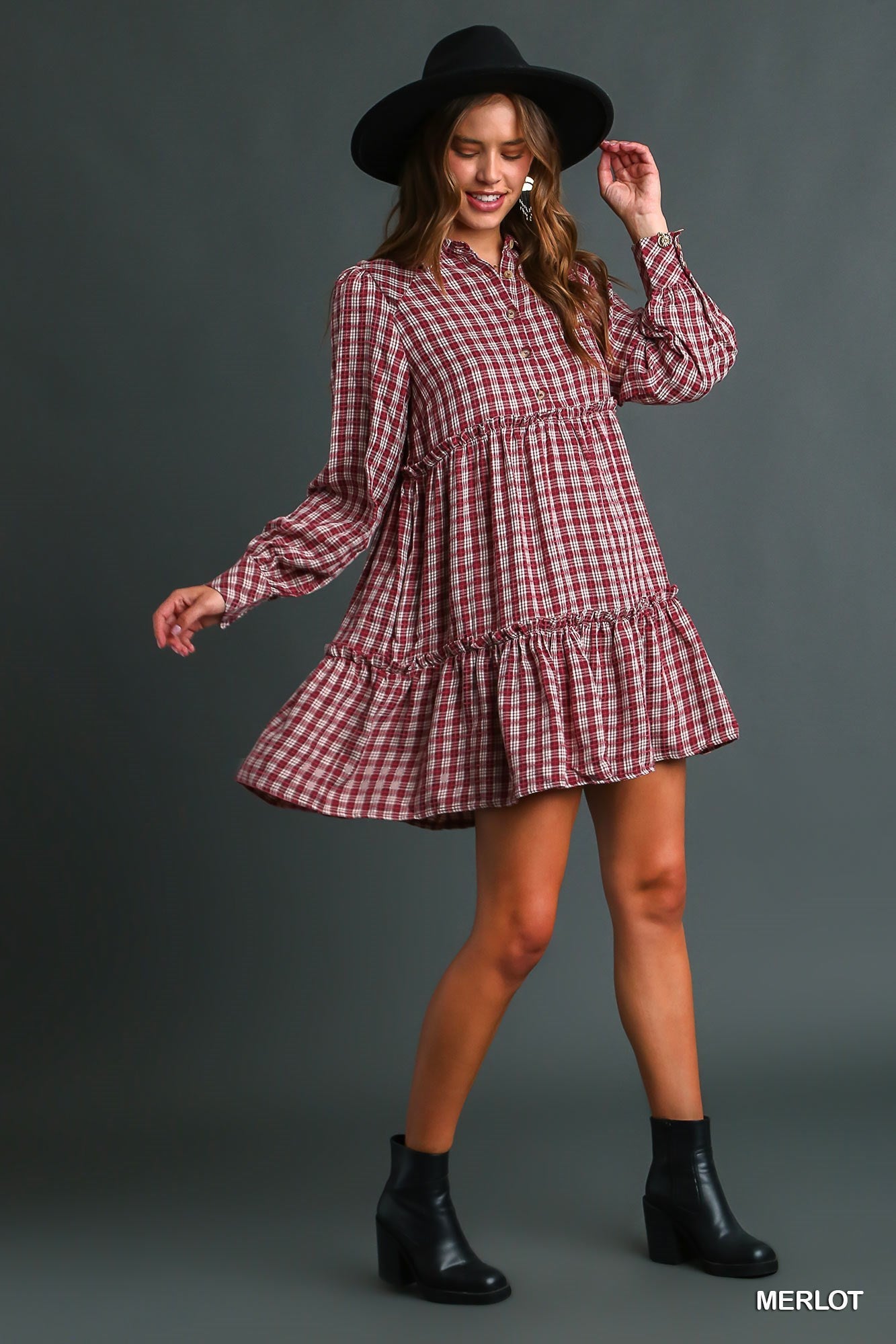 Plaid Dress with Side Pockets