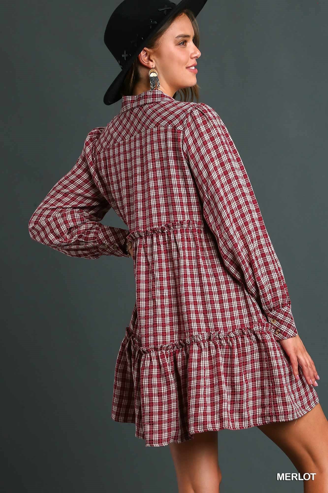 Plaid Dress with Side Pockets