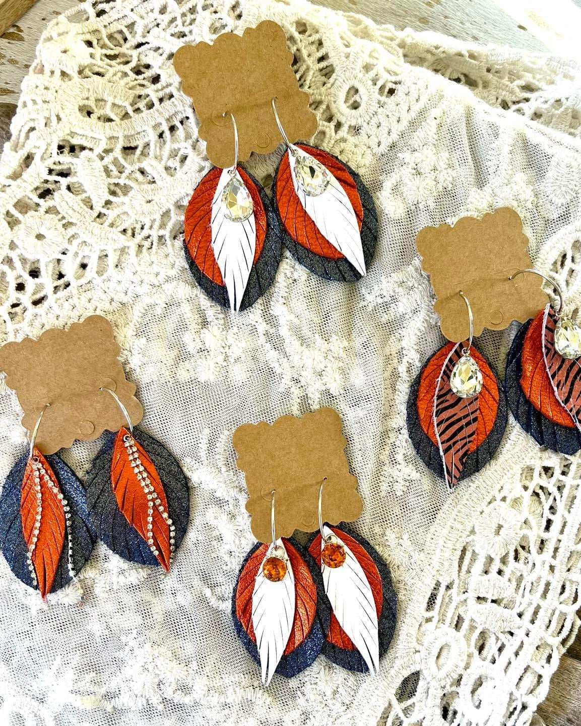 Navy & Orange Earrings