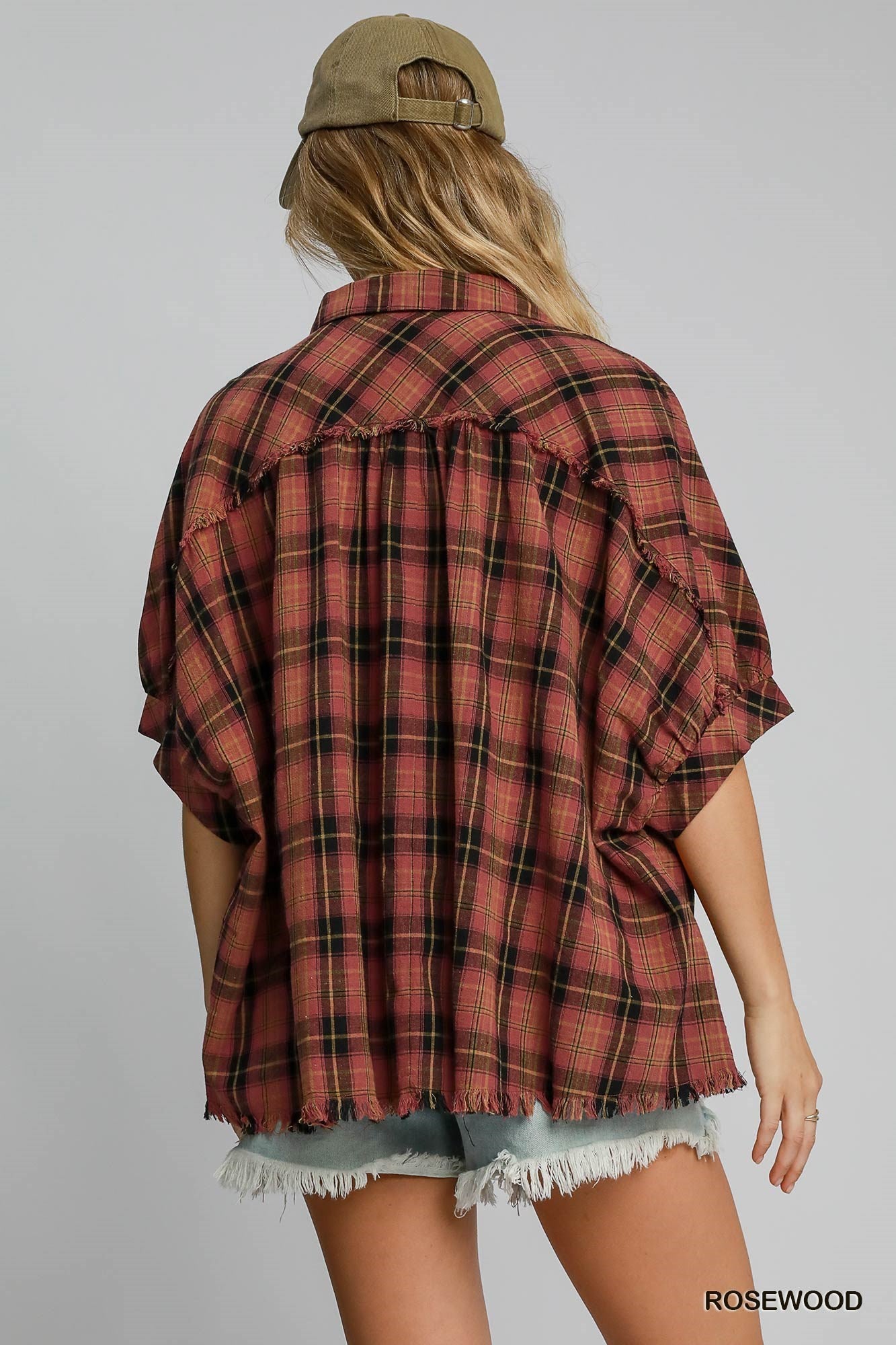 Plaid Collared Button Down Top