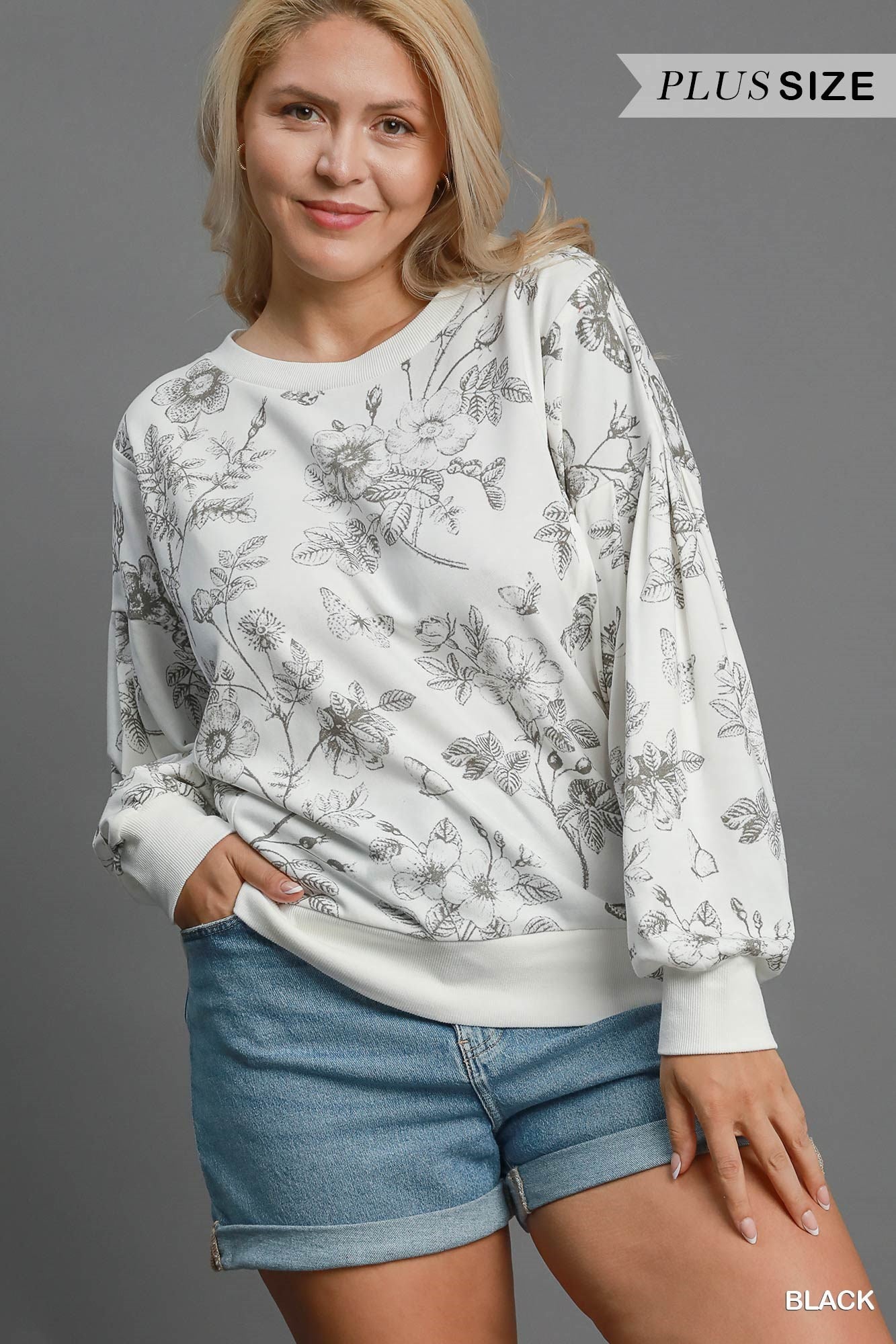 French Terry Floral Print Top PLUS