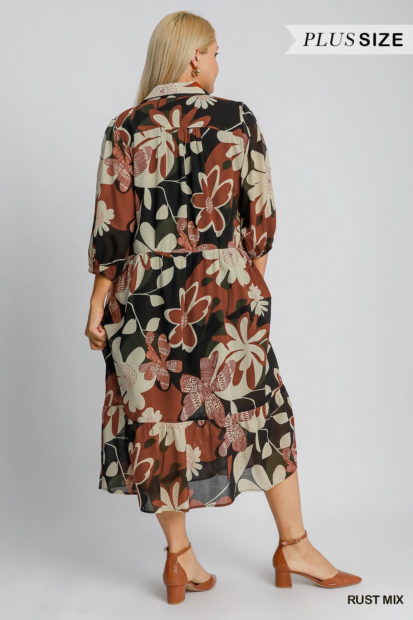 Floral Print Midi Dress PLUS