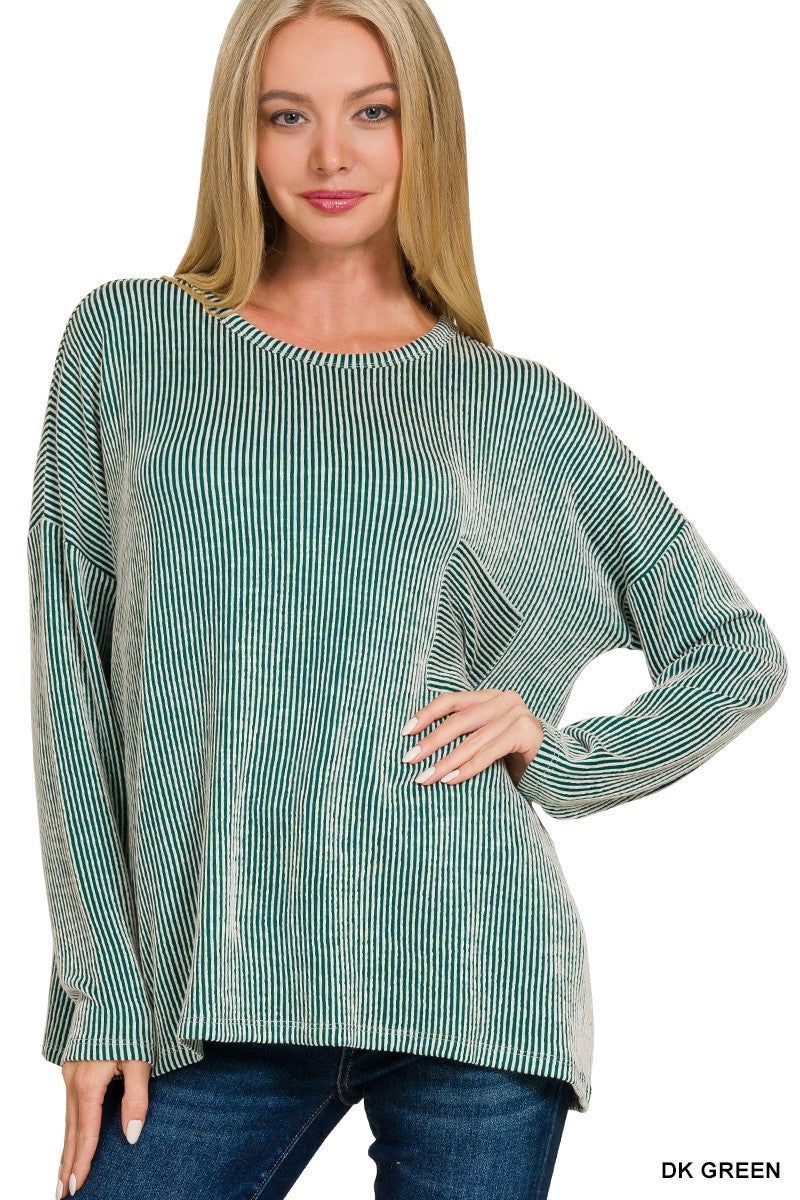 RIBBED LONG SLEEVE TOP (Multiple Colors Available)