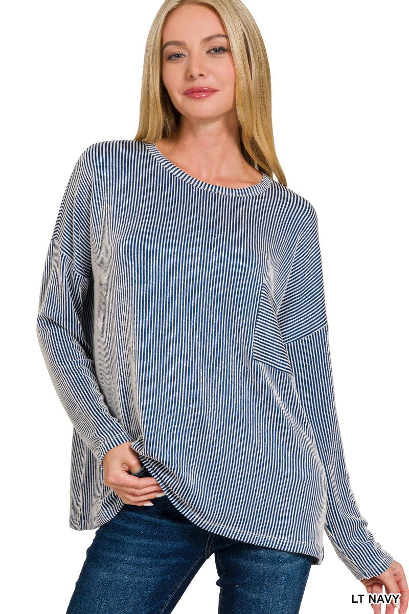 RIBBED LONG SLEEVE TOP (Multiple Colors Available)