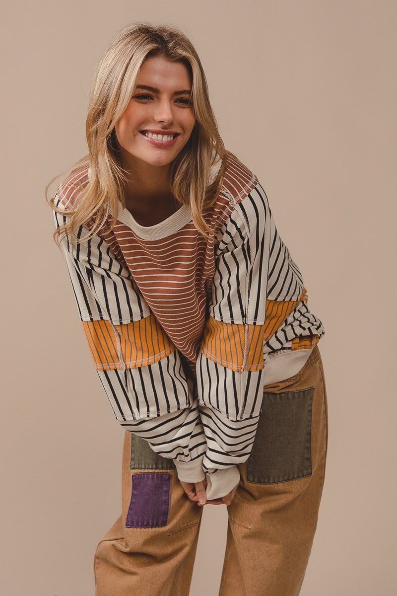 Stripe Oversized Sweatshirt